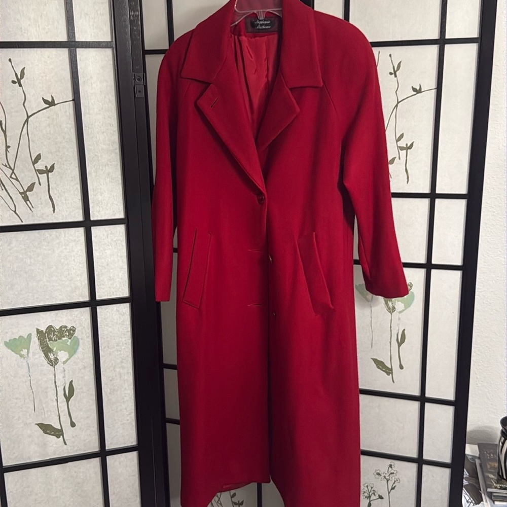Stephanie Mathews - Red Wool Trench Coat